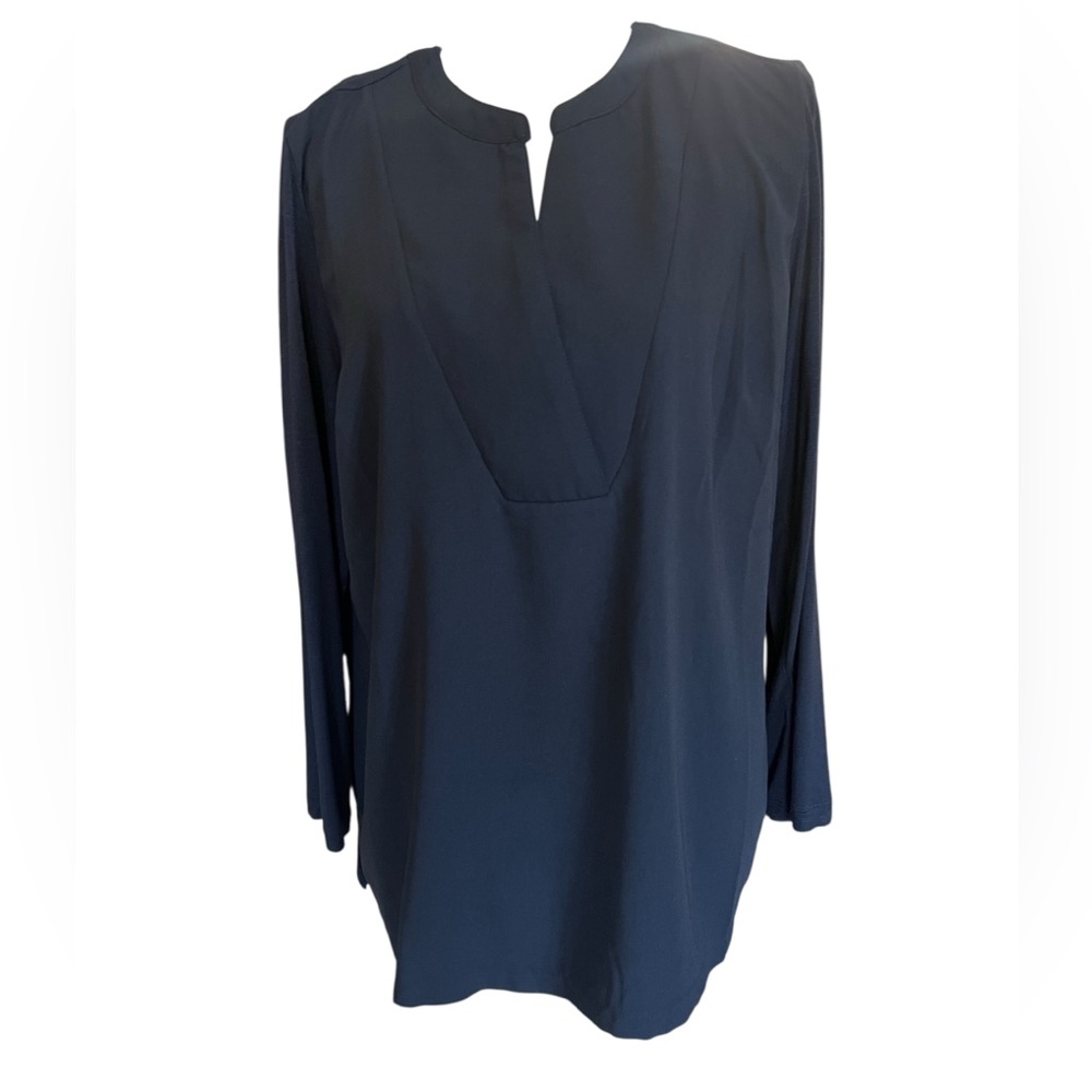 Chico's Black Long-Sleeve Split-Neck Tunic Chico’s size 2